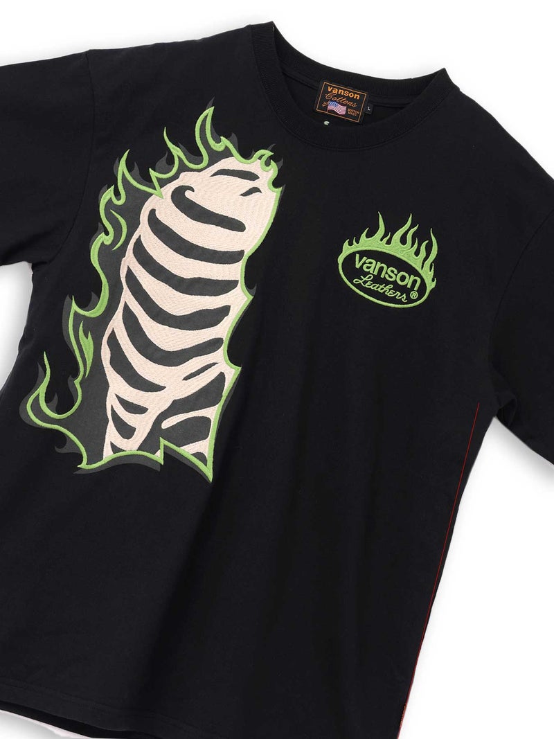 【VANSON】“FIRE BORN”刺繍入りTシャツ〔別注〕【VANSON】“FIRE BORN”刺繍入りTシャツ〔別注〕