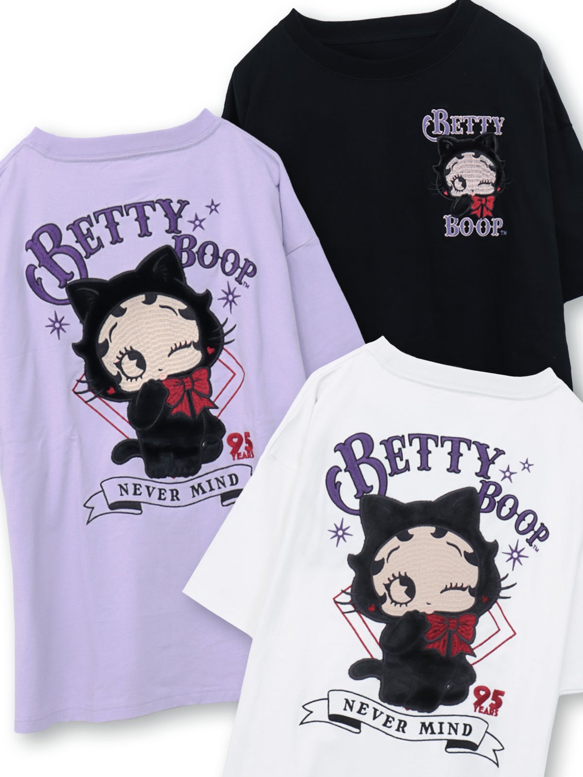 【BETTY BOOP】“黒猫ベイビーベティ”総刺繍Tシャツ