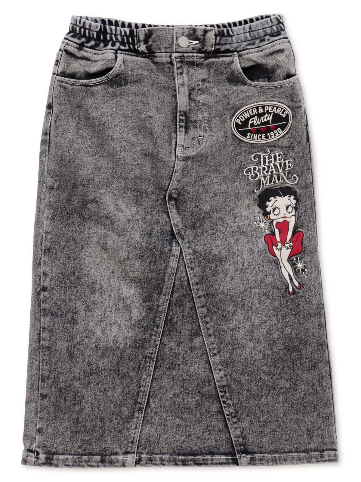【The BRAVE-MAN×BETTY BOOP】総刺繍スリット デニムスカート