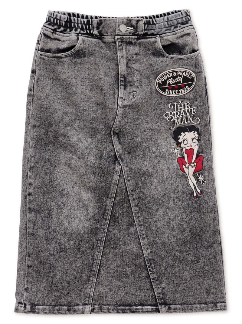 【The BRAVE-MAN×BETTY BOOP】総刺繍スリット デニムスカート