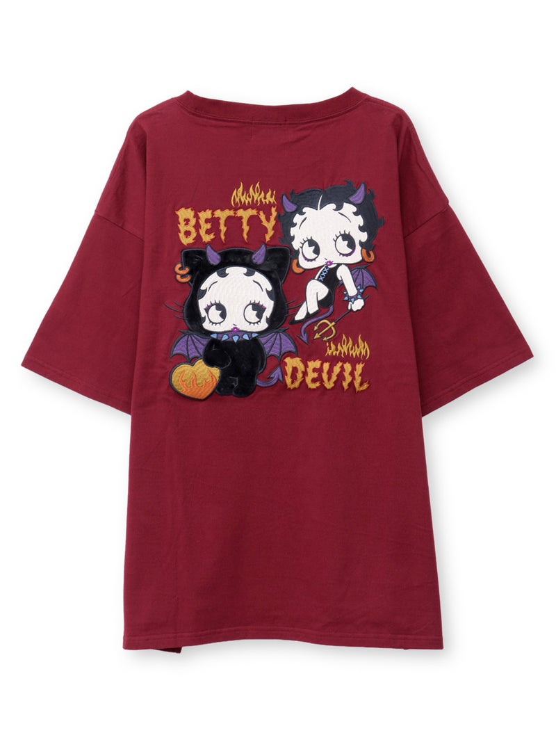 【BETTY BOOP】“デビルWベイビーベティ”刺繍入りTシャツ〔別注〕