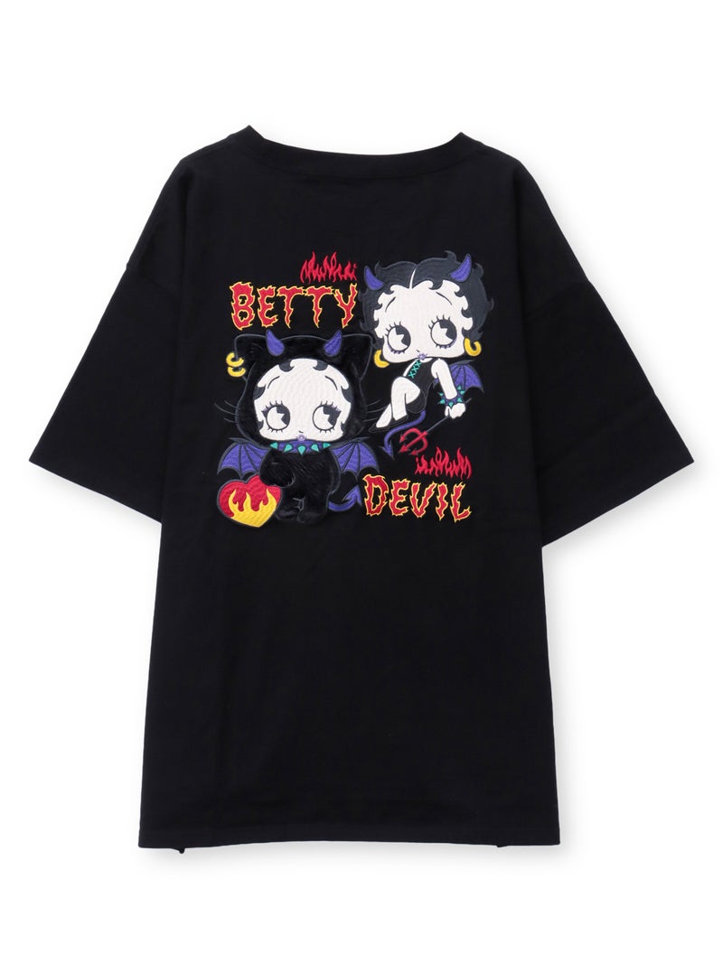 【BETTY BOOP】“デビルWベイビーベティ”刺繍入りTシャツ〔別注〕
