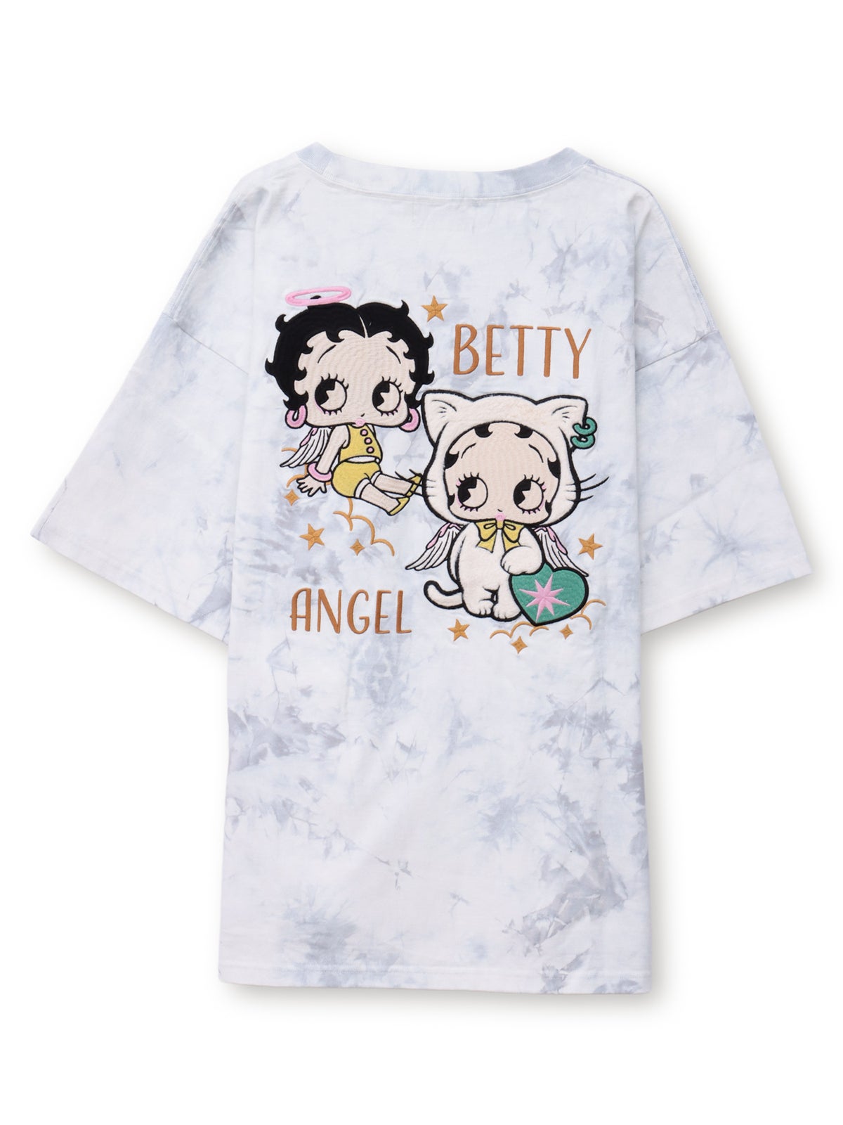 【BETTY BOOP】“エンジェルWベイビーベティ”刺繍入りTシャツ〔別注〕