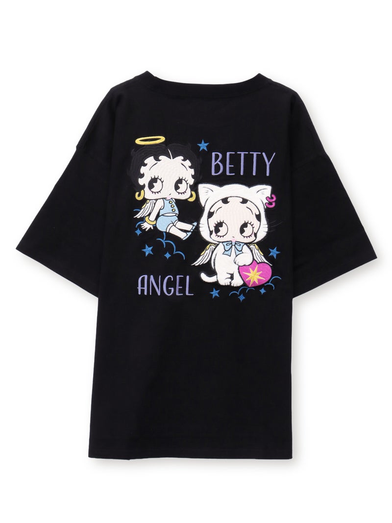 【BETTY BOOP】“エンジェルWベイビーベティ”刺繍入りTシャツ〔別注〕