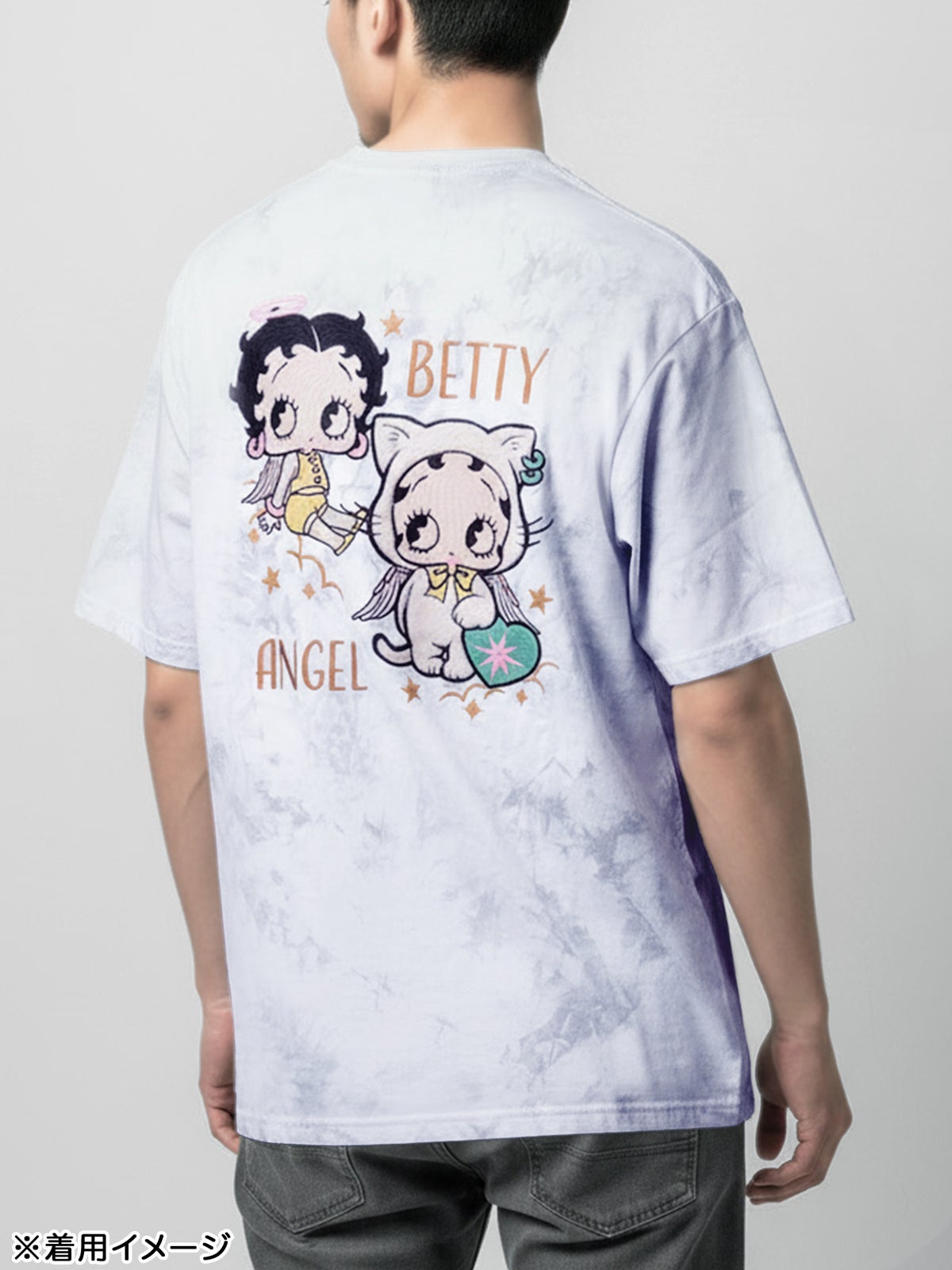 【BETTY BOOP】“エンジェルWベイビーベティ”刺繍入りTシャツ〔別注〕