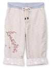 【雅結】桜刺繍シャンブレー素材クロップドパンツ