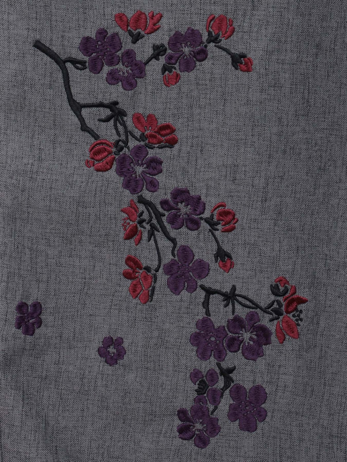 【雅結】桜刺繍シャンブレー素材クロップドパンツ