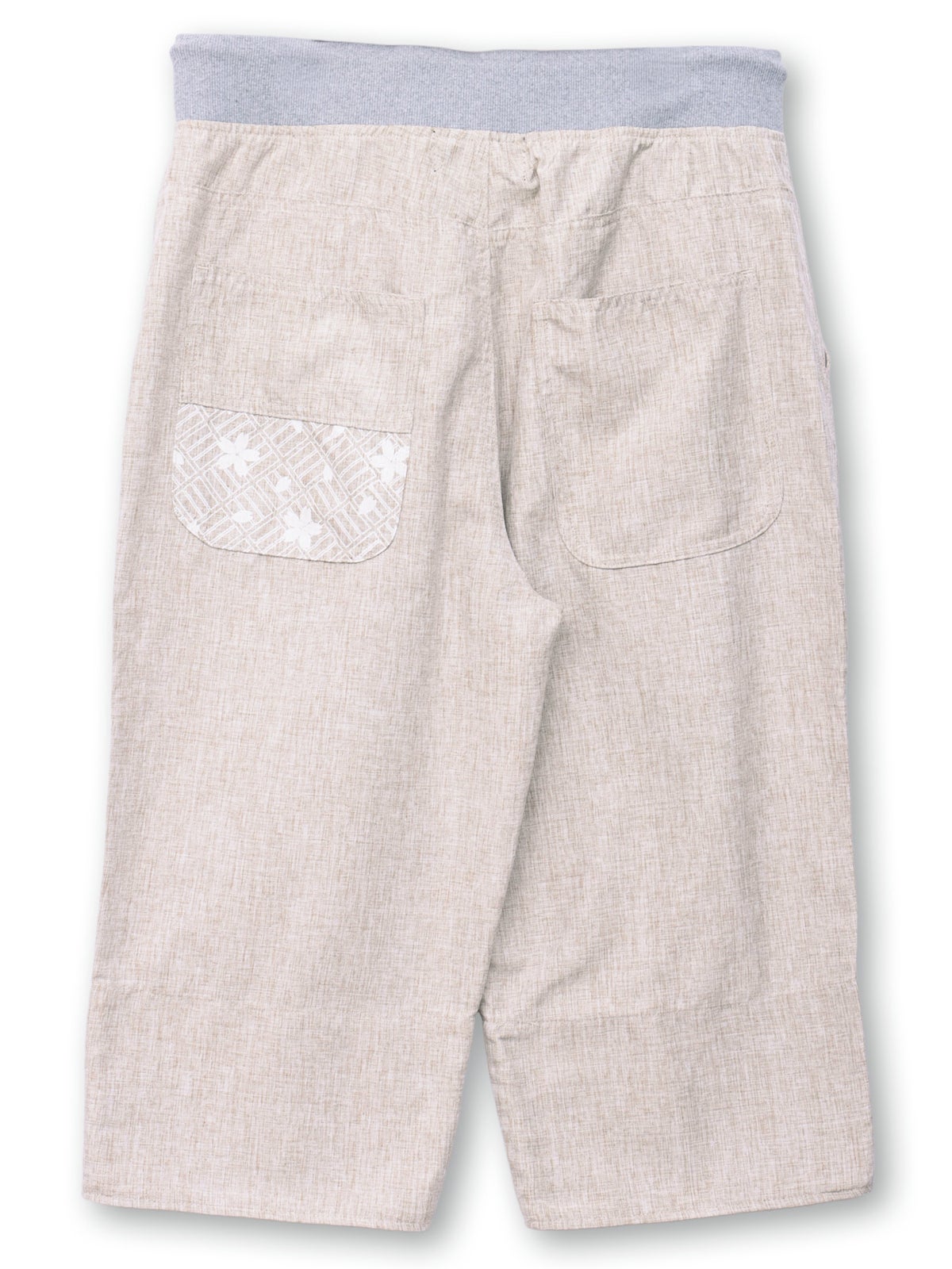 【雅結】桜刺繍シャンブレー素材クロップドパンツ