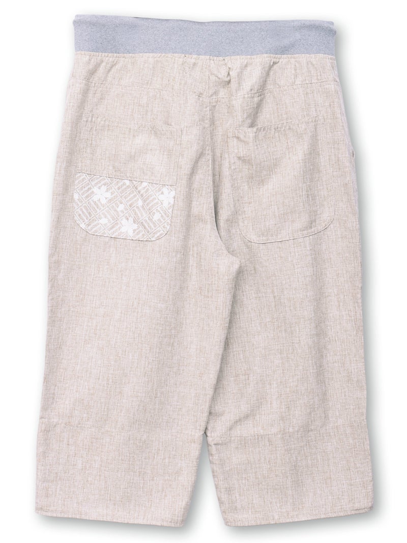 【雅結】桜刺繍シャンブレー素材クロップドパンツ