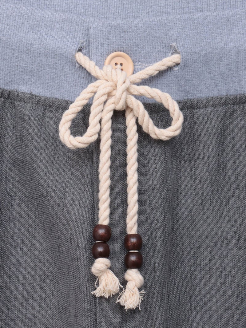 【雅結】桜刺繍シャンブレー素材クロップドパンツ