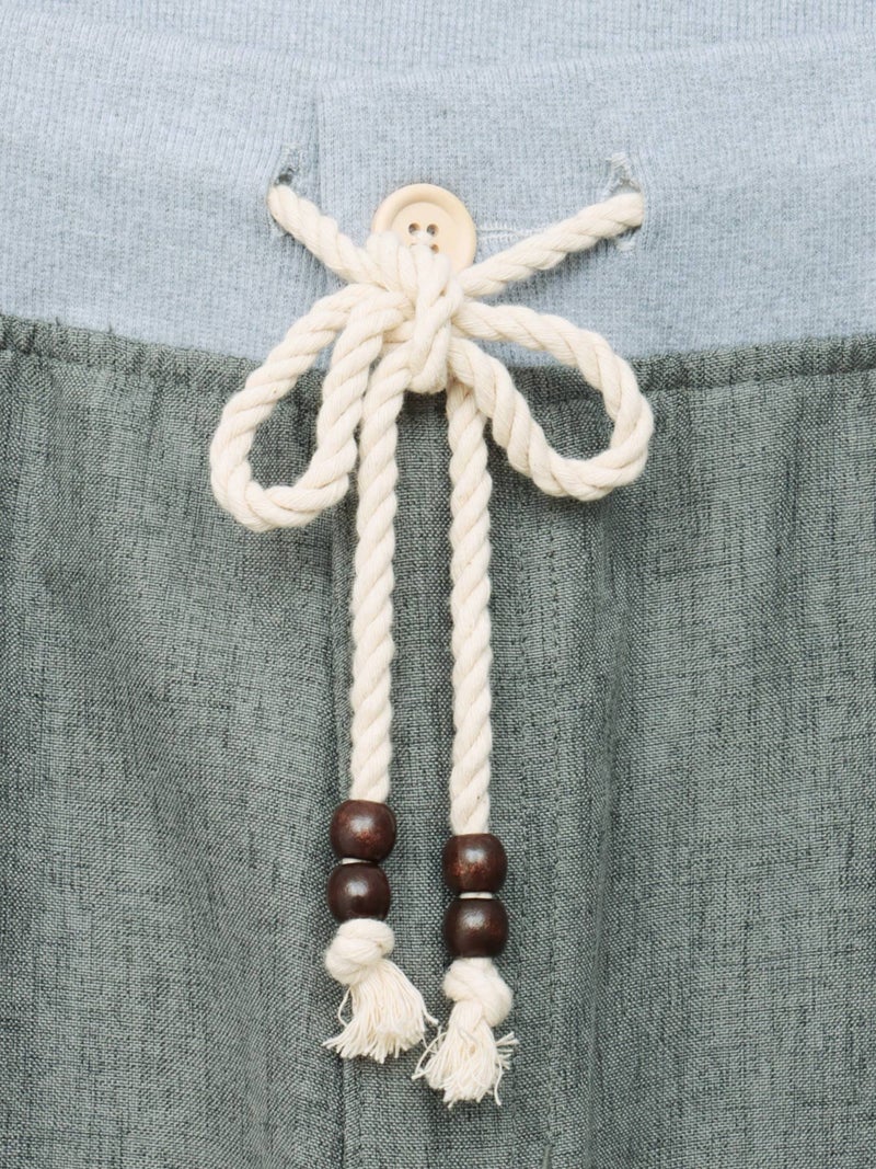 【雅結】桜刺繍シャンブレー素材クロップドパンツ