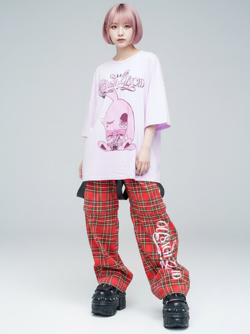 ≪40%OFF≫【USAGI-LUCID】ロゴチェックサスパンツ≪返品・取寄対応不可≫