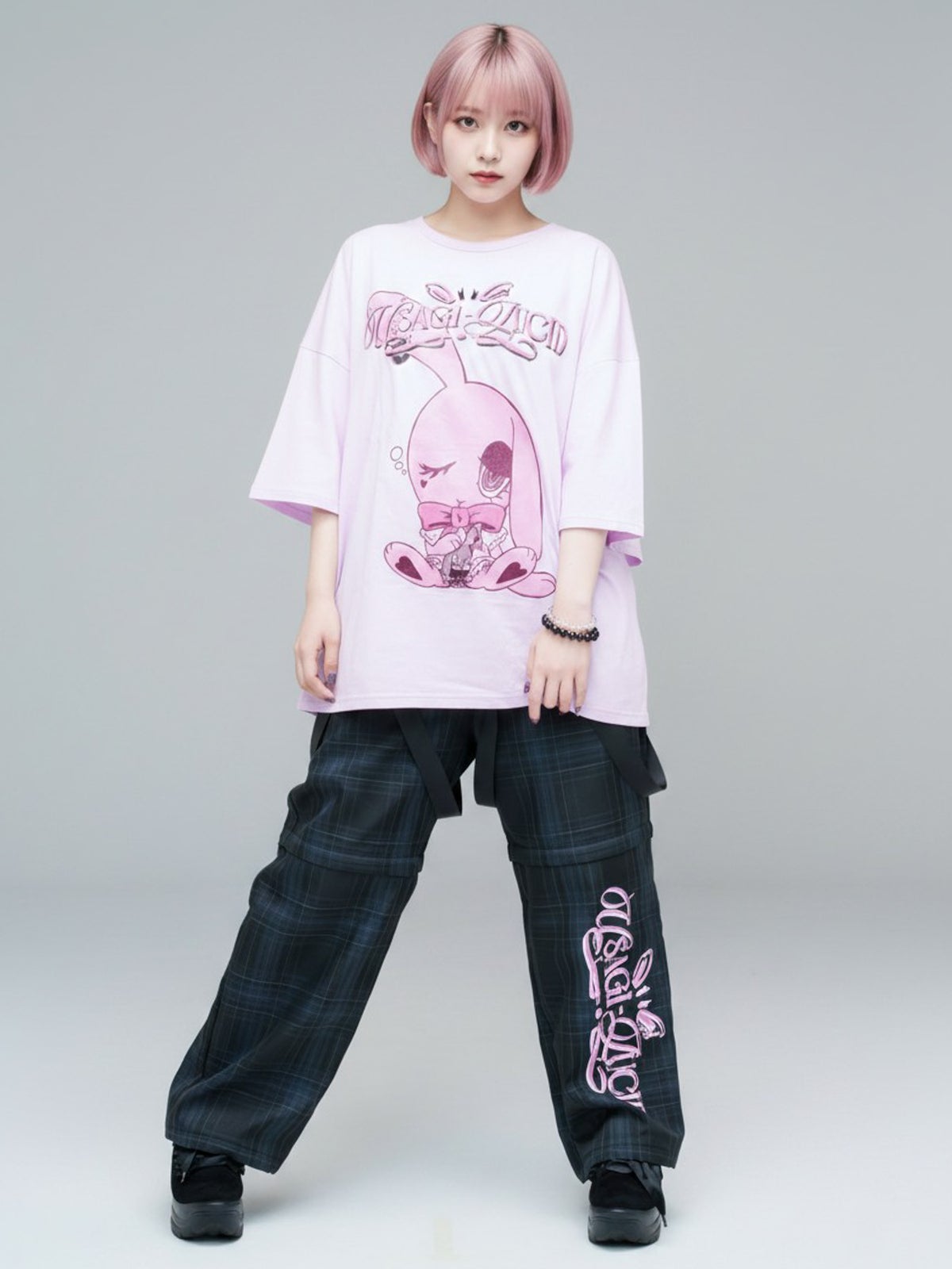 ≪40%OFF≫【USAGI-LUCID】ロゴチェックサスパンツ≪返品・取寄対応不可≫