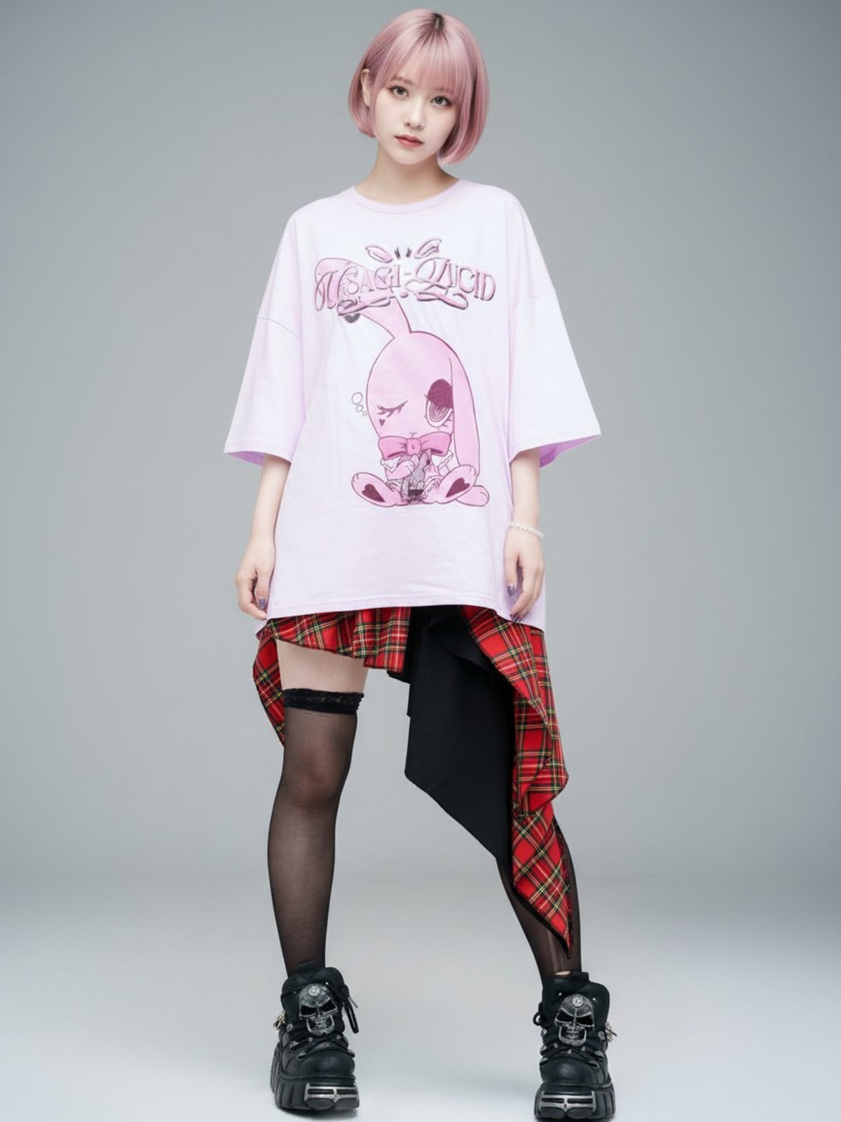 ≪40%OFF≫【USAGI-LUCID】チェックアシメスカートパンツ≪返品・取寄対応不可≫