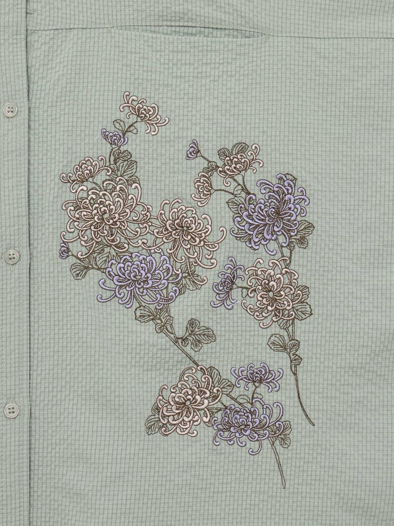 【雅結】菊刺繍サッカー素材ドルマンシャツ≪