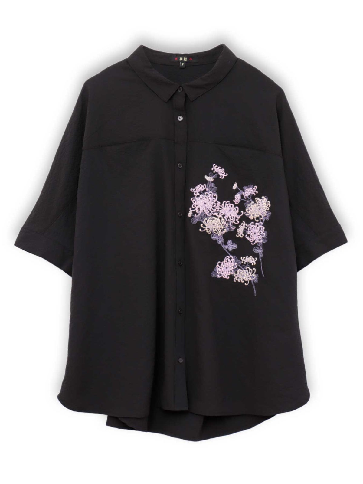 【雅結】菊刺繍サッカー素材ドルマンシャツ≪