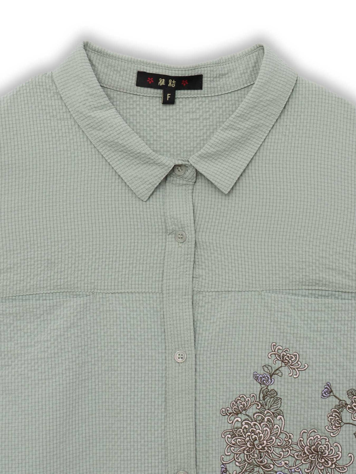【雅結】菊刺繍サッカー素材ドルマンシャツ≪