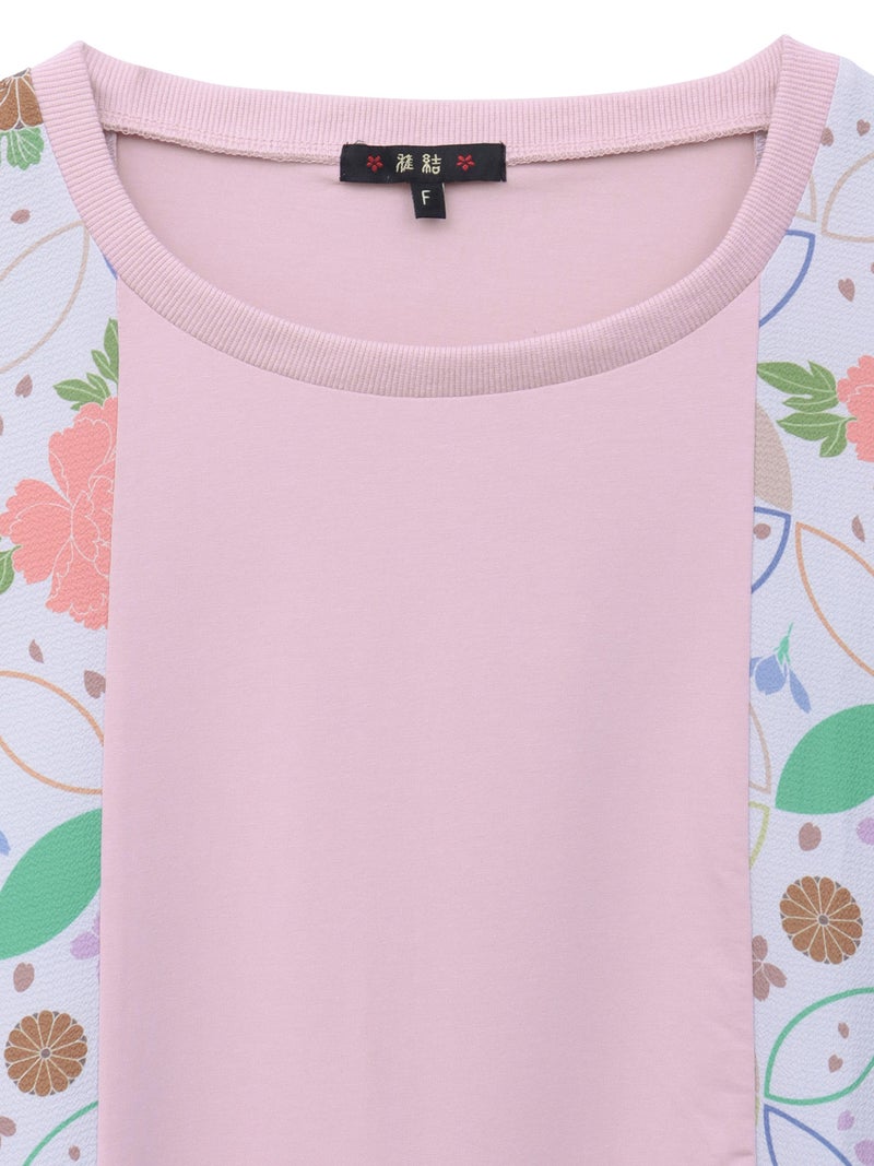 【雅結】和生地切り替え 接触冷感素材ドルマンTシャツ