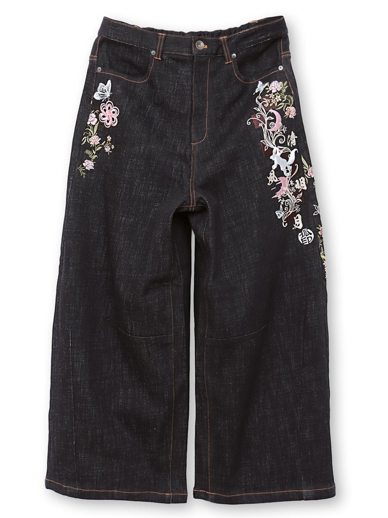 ≪30%OFF≫【今昔 -KON-JAKU-】“清明風月”総刺繍ワイドデニムパンツ≪返品・取寄対応不可≫
