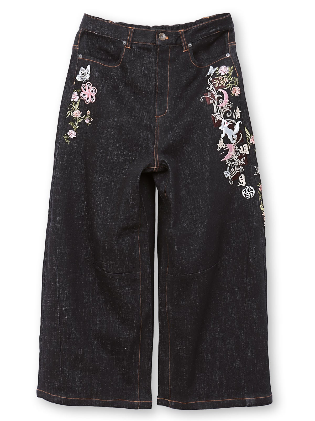 ≪30%OFF≫【今昔 -KON-JAKU-】“清明風月”総刺繍ワイドデニムパンツ≪返品・取寄対応不可≫
