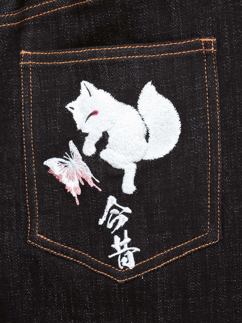 ≪30%OFF≫【今昔 -KON-JAKU-】“清明風月”総刺繍ワイドデニムパンツ≪返品・取寄対応不可≫