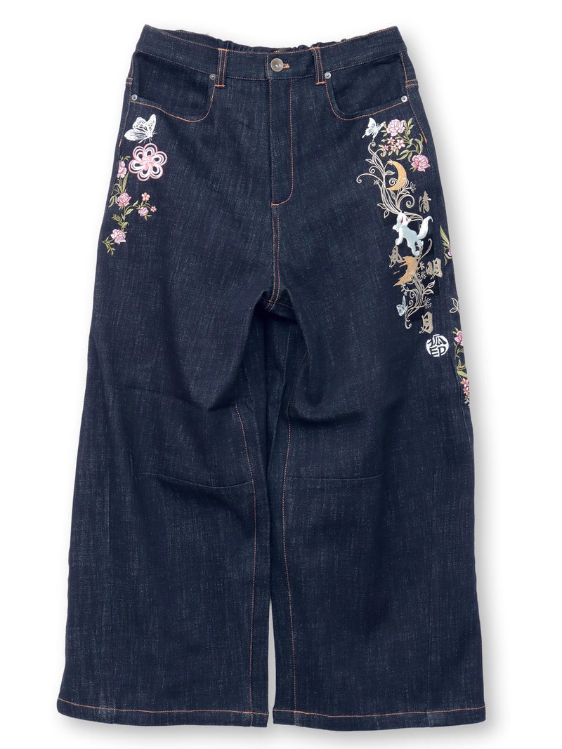 ≪30%OFF≫【今昔 -KON-JAKU-】“清明風月”総刺繍ワイドデニムパンツ≪返品・取寄対応不可≫
