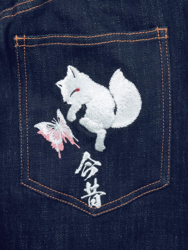≪30%OFF≫【今昔 -KON-JAKU-】“清明風月”総刺繍ワイドデニムパンツ≪返品・取寄対応不可≫