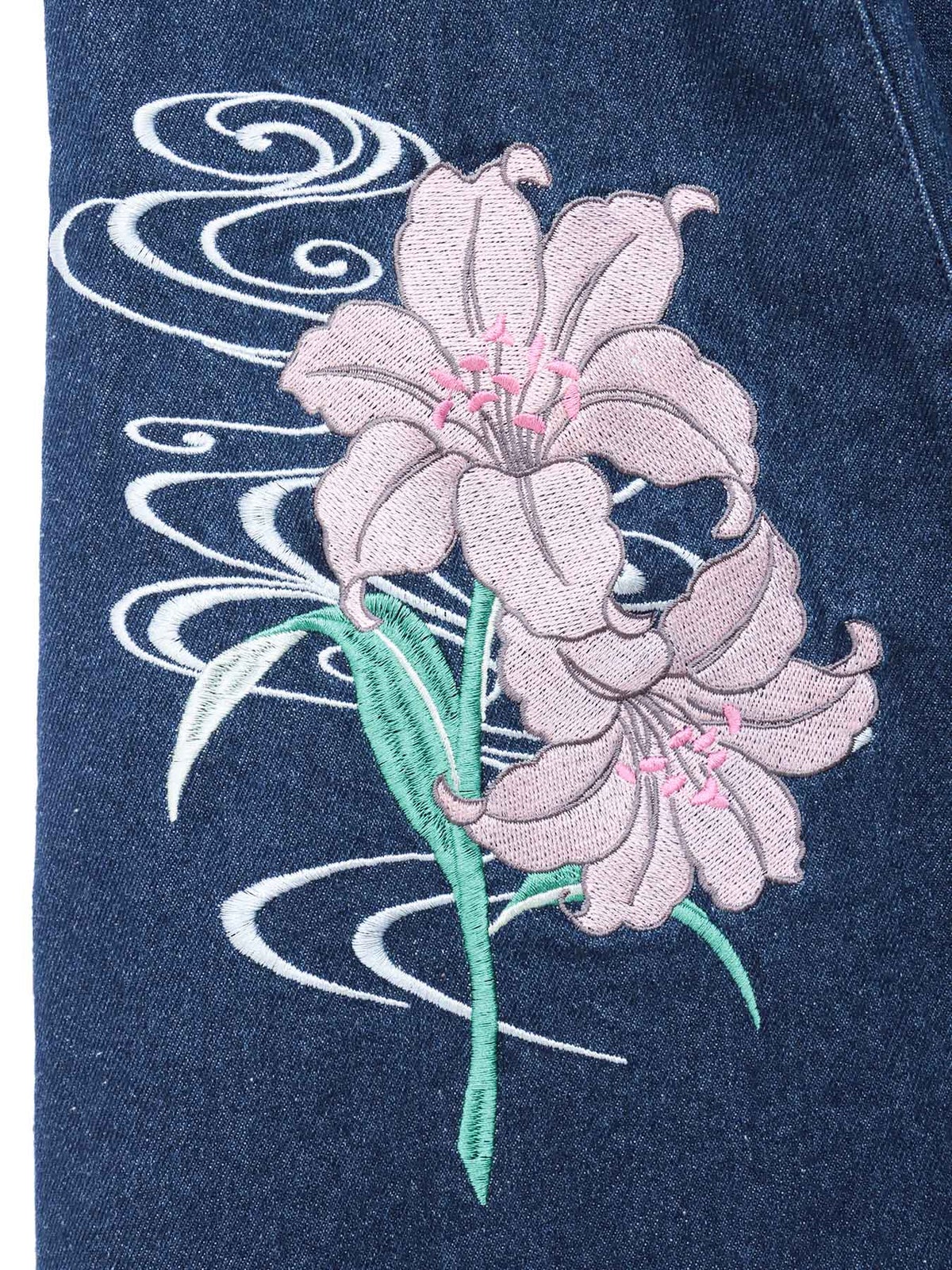 【雅結】百合刺繍デニムマーメイドスカート