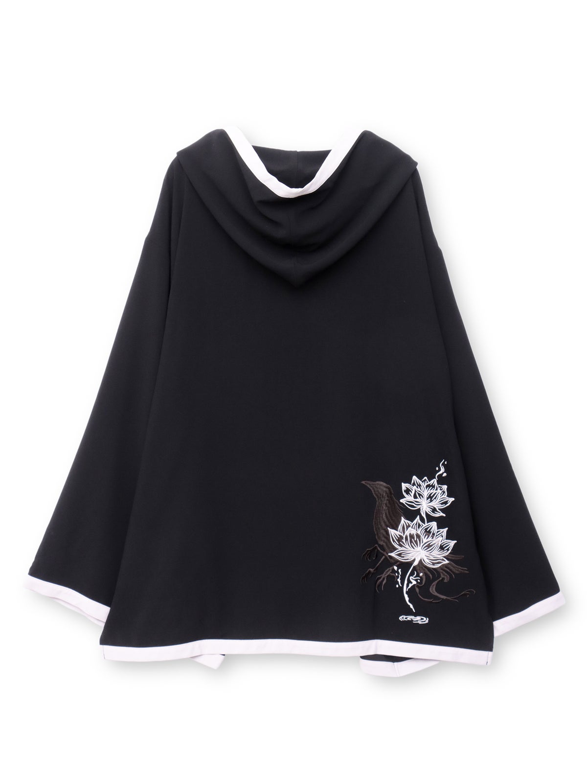 【雅結 -EN-】“八咫烏と蓮”刺繍入りキモノスリーブZIPパーカー