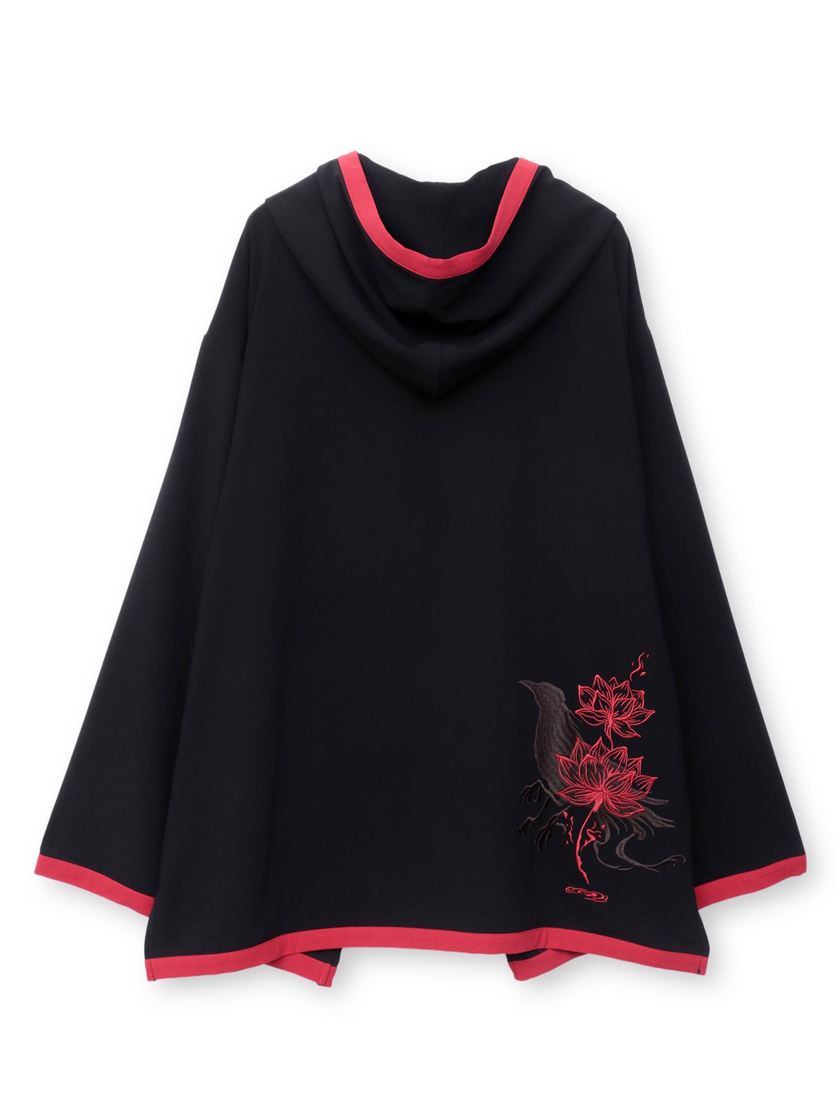 【雅結 -EN-】“八咫烏と蓮”刺繍入りキモノスリーブZIPパーカー