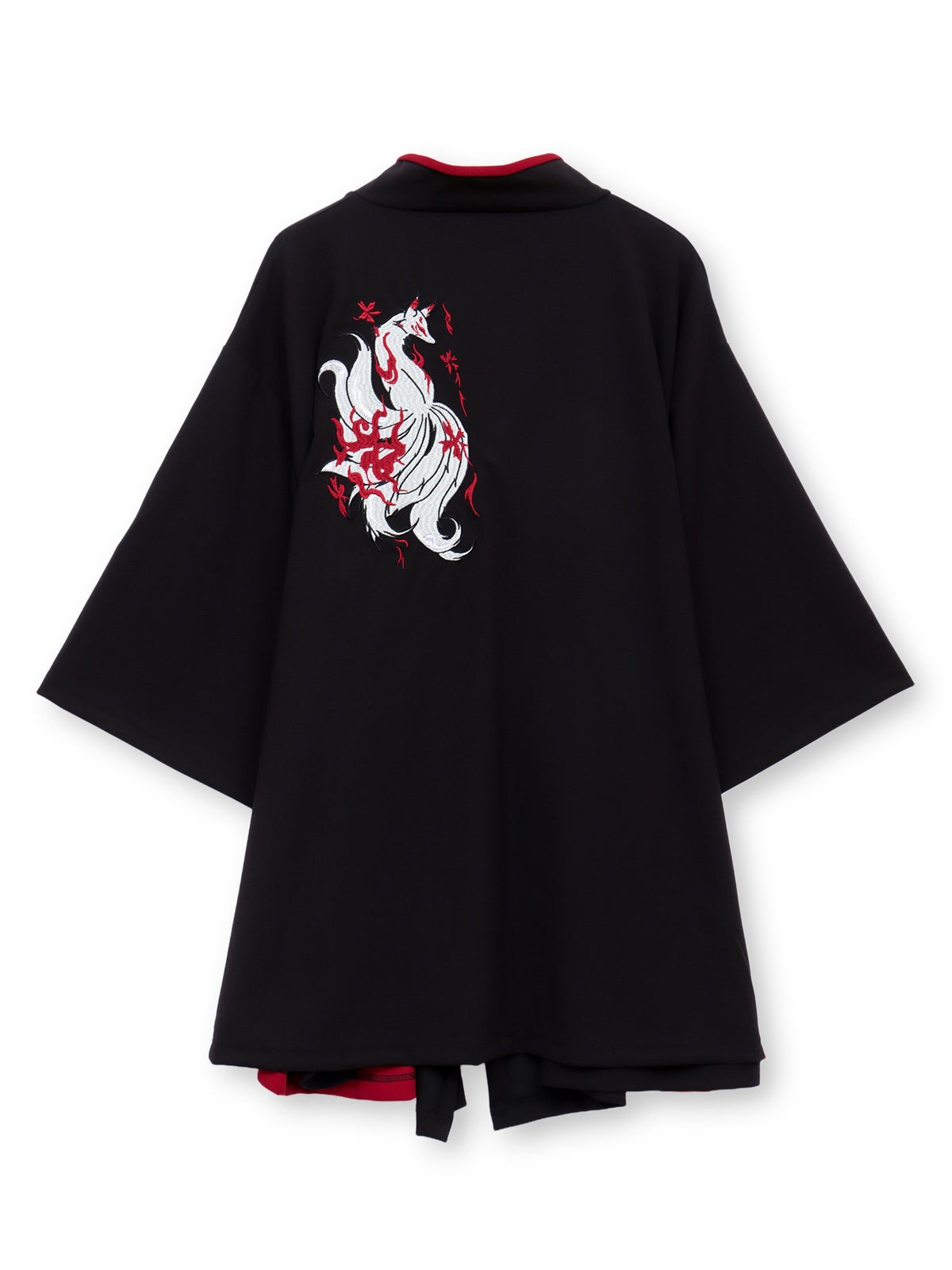 【雅結 -EN-】“九尾”刺繍入りキモノスリーブ8分袖 変形シャツ