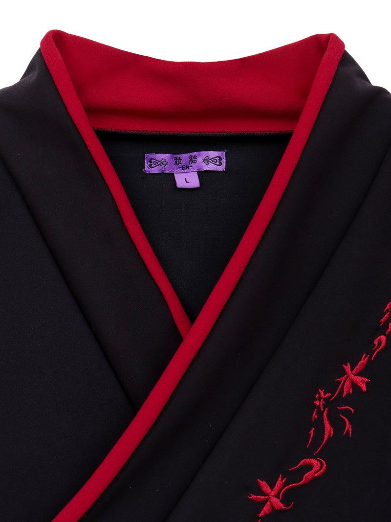 【雅結 -EN-】“九尾”刺繍入りキモノスリーブ8分袖 変形シャツ