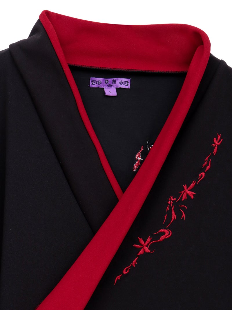 【雅結 -EN-】“九尾”刺繍入りキモノスリーブ8分袖 変形シャツ
