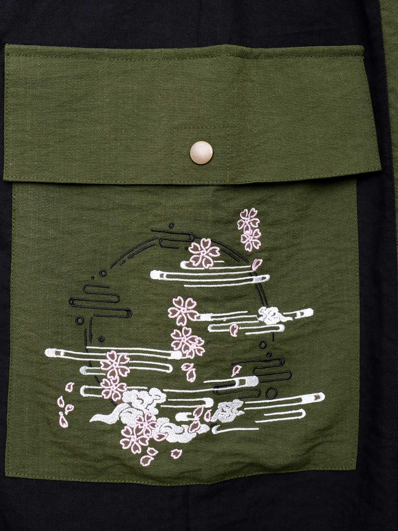  ≪20%OFF≫【雅結】“桜と雲”刺繍入りワイドカーゴパンツ≪返品・取寄対応不可≫
