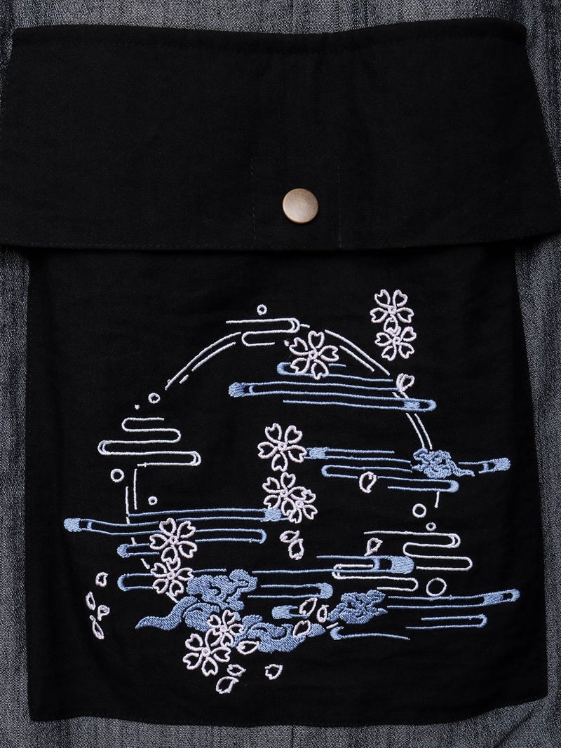  ≪20%OFF≫【雅結】“桜と雲”刺繍入りワイドカーゴパンツ≪返品・取寄対応不可≫
