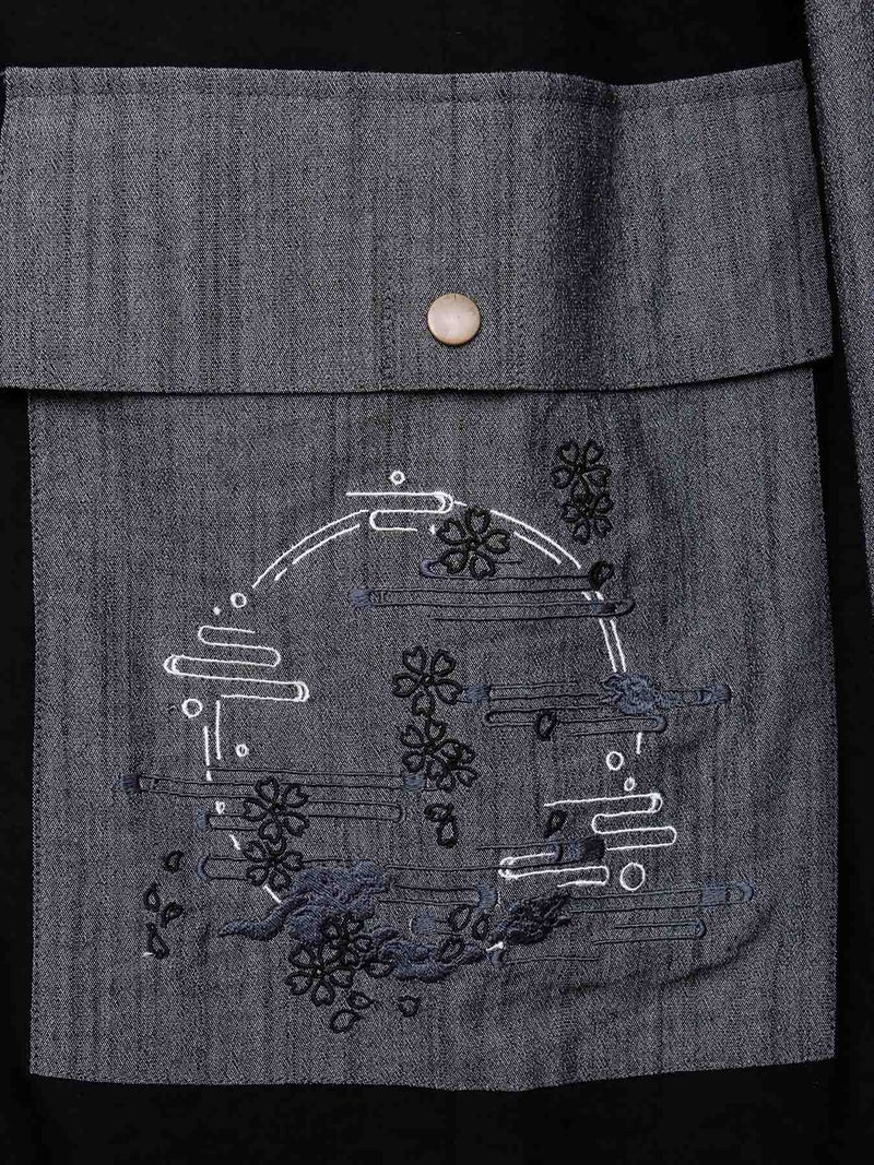  ≪20%OFF≫【雅結】“桜と雲”刺繍入りワイドカーゴパンツ≪返品・取寄対応不可≫