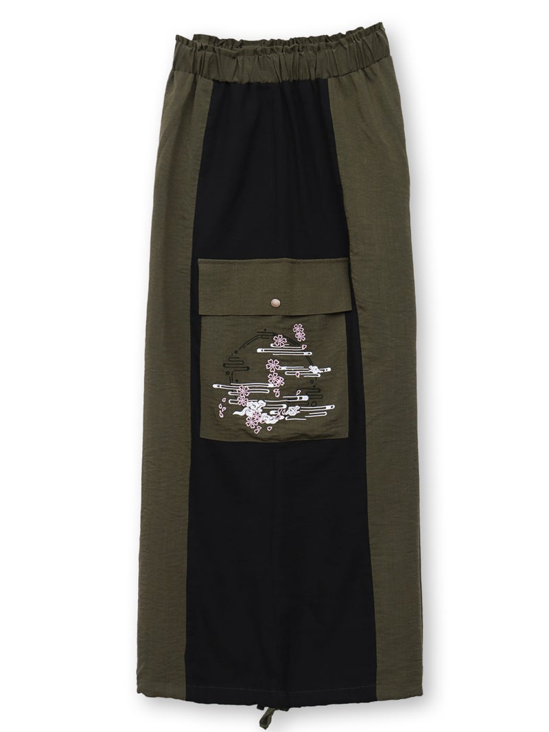  ≪20%OFF≫【雅結】“桜と雲”刺繍入りワイドカーゴパンツ≪返品・取寄対応不可≫