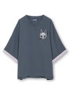 【雅結 -EN-】“狐面”総刺繍キモノスリーブ5分袖変形Tシャツ