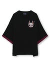 【雅結 -EN-】“狐面”総刺繍キモノスリーブ5分袖変形Tシャツ
