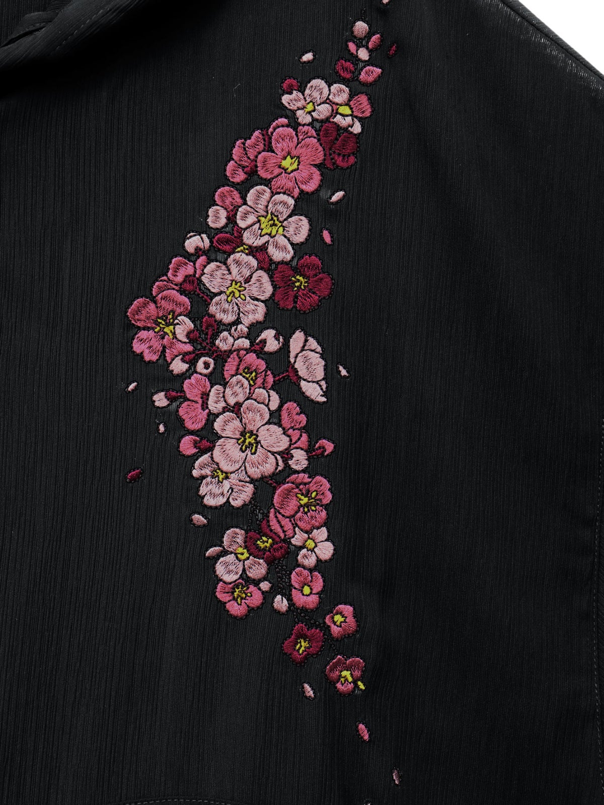 桜刺繍 楊柳素材ブラウスパーカー