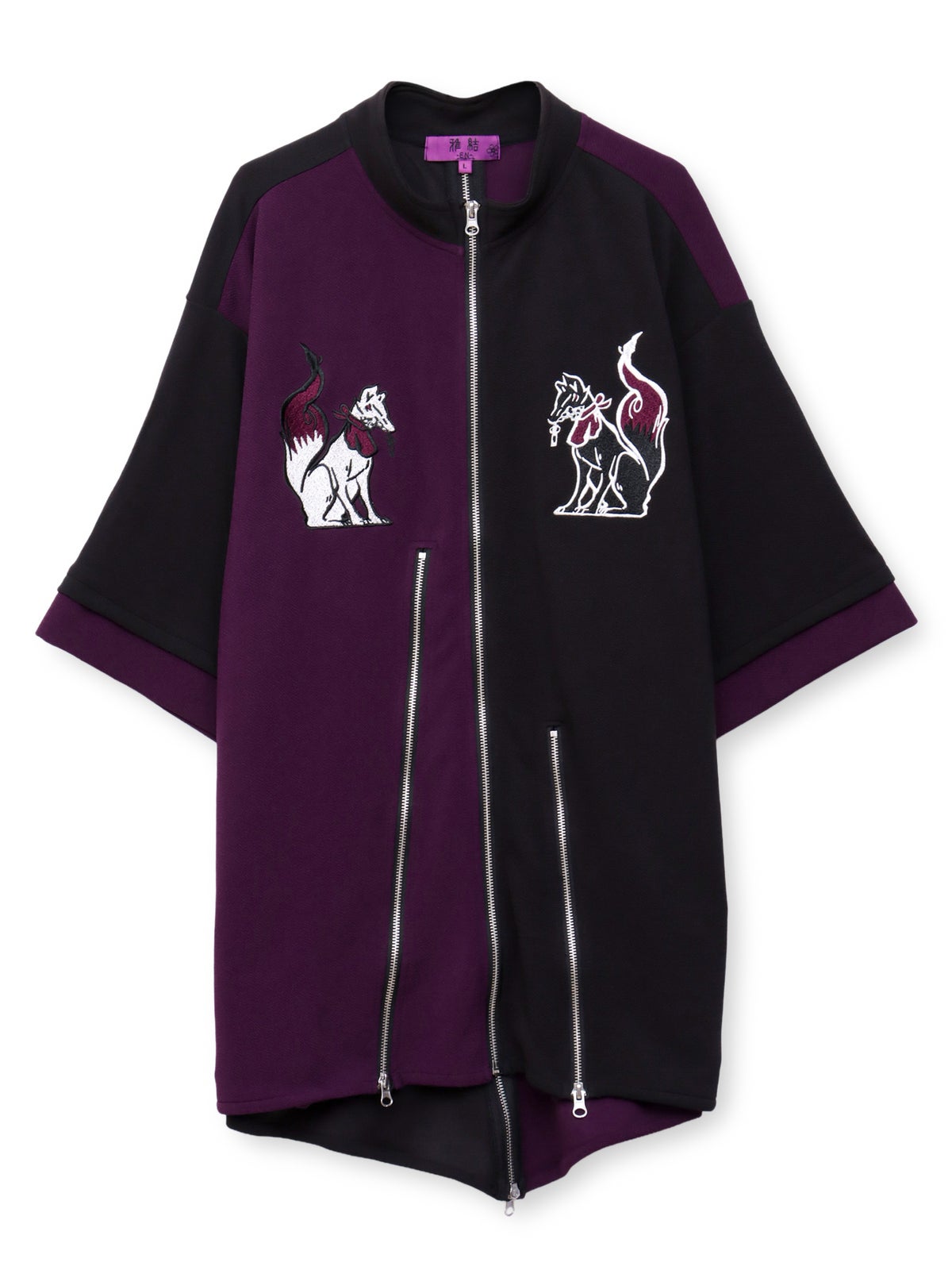 【雅結 -EN-】“お狐様”刺繍入りキモノスリーブZIP UP