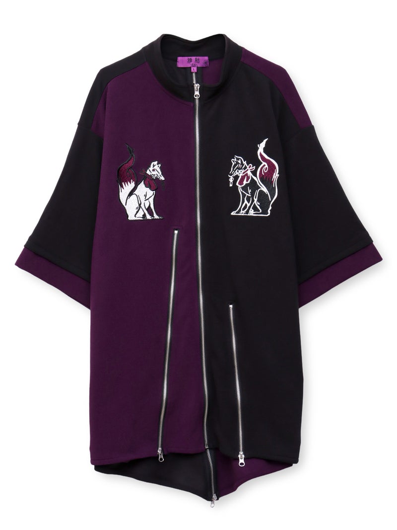 【雅結 -EN-】“お狐様”刺繍入りキモノスリーブZIP UP