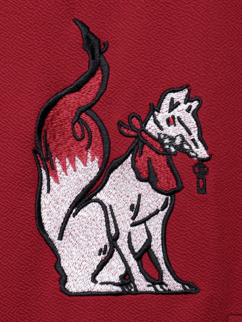 【雅結 -EN-】“お狐様”刺繍入りキモノスリーブZIP UP