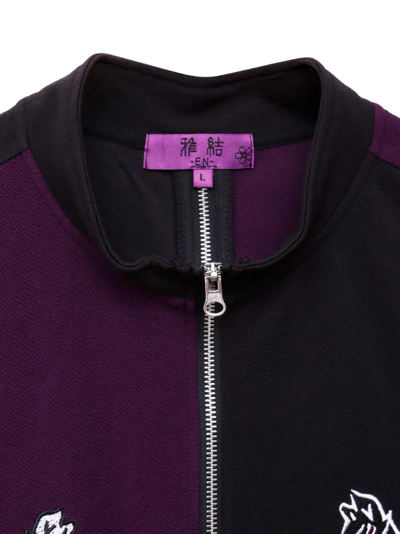 【雅結 -EN-】“お狐様”刺繍入りキモノスリーブZIP UP