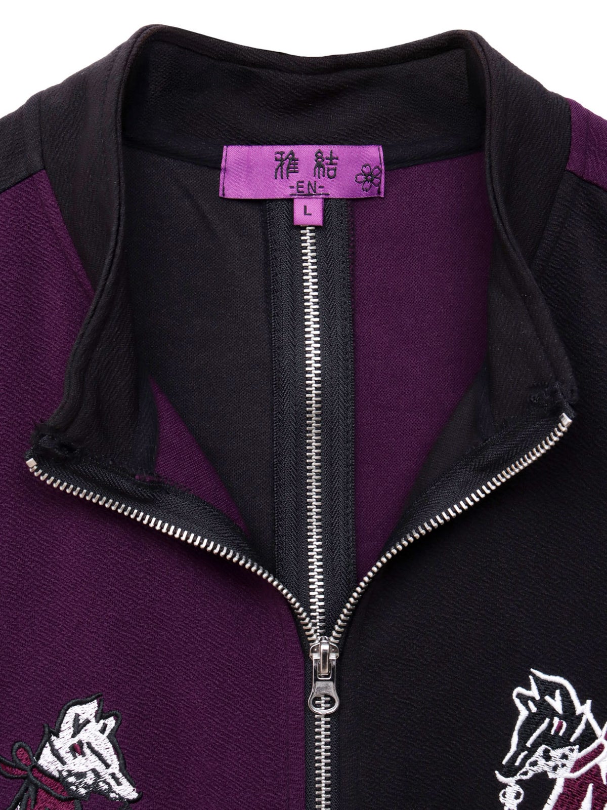 【雅結 -EN-】“お狐様”刺繍入りキモノスリーブZIP UP