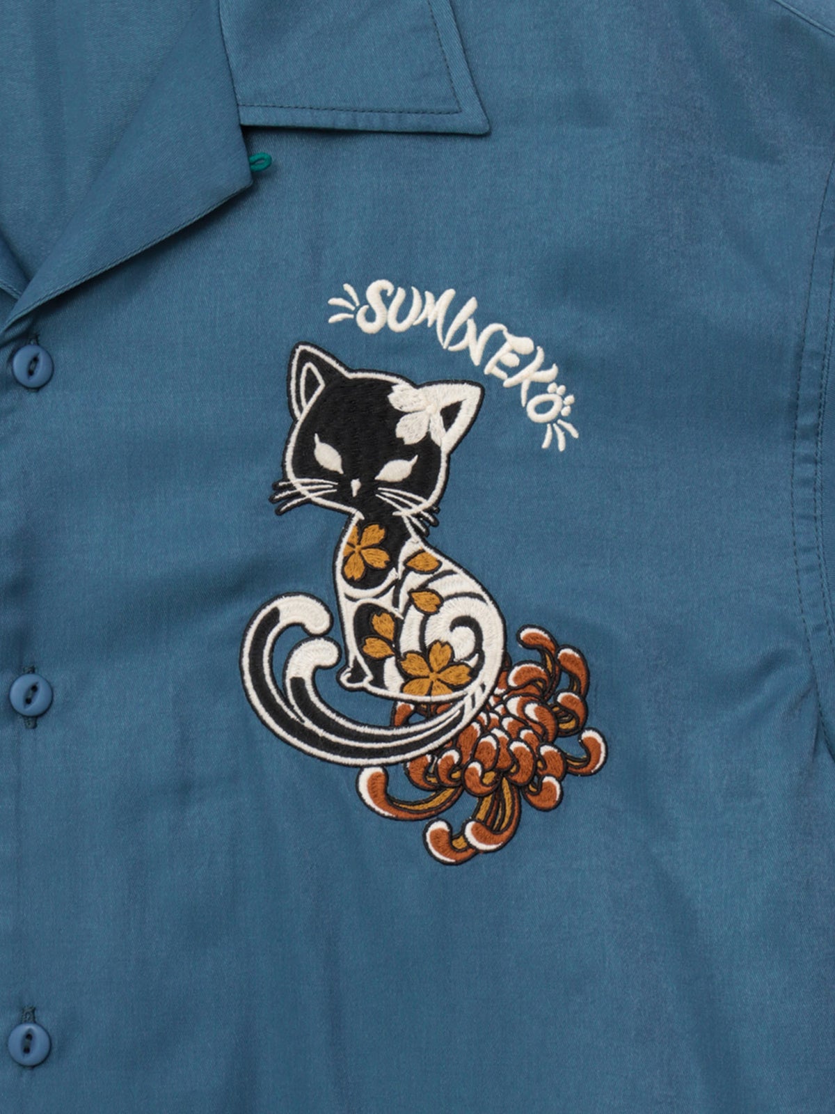 【SUMINEKO】“陰陽猫”総刺繍スカシャツ