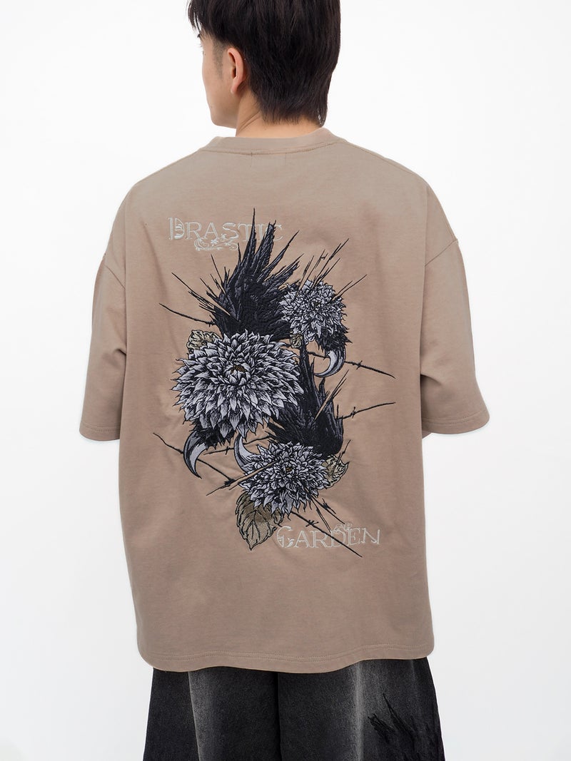 【DRASTIC GARDEN】“フェザーダリア”総刺繍Tシャツ