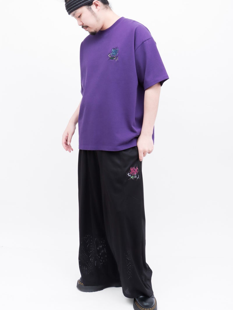 ≪40%OFF≫【DRASTIC GARDEN】“稲妻の薔薇”総刺繍メッシュ素材ワイドパンツ≪返品・取寄対応不可≫