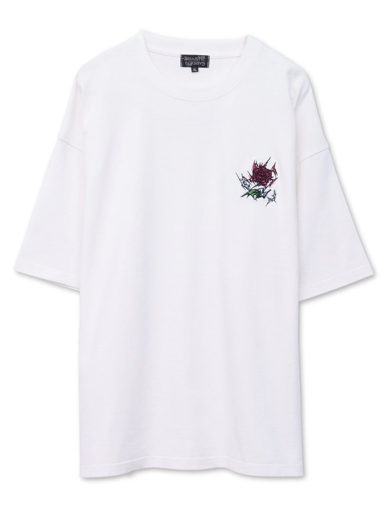 【DRASTIC GARDEN】“稲妻の薔薇”ワンポイント刺繍Tシャツ