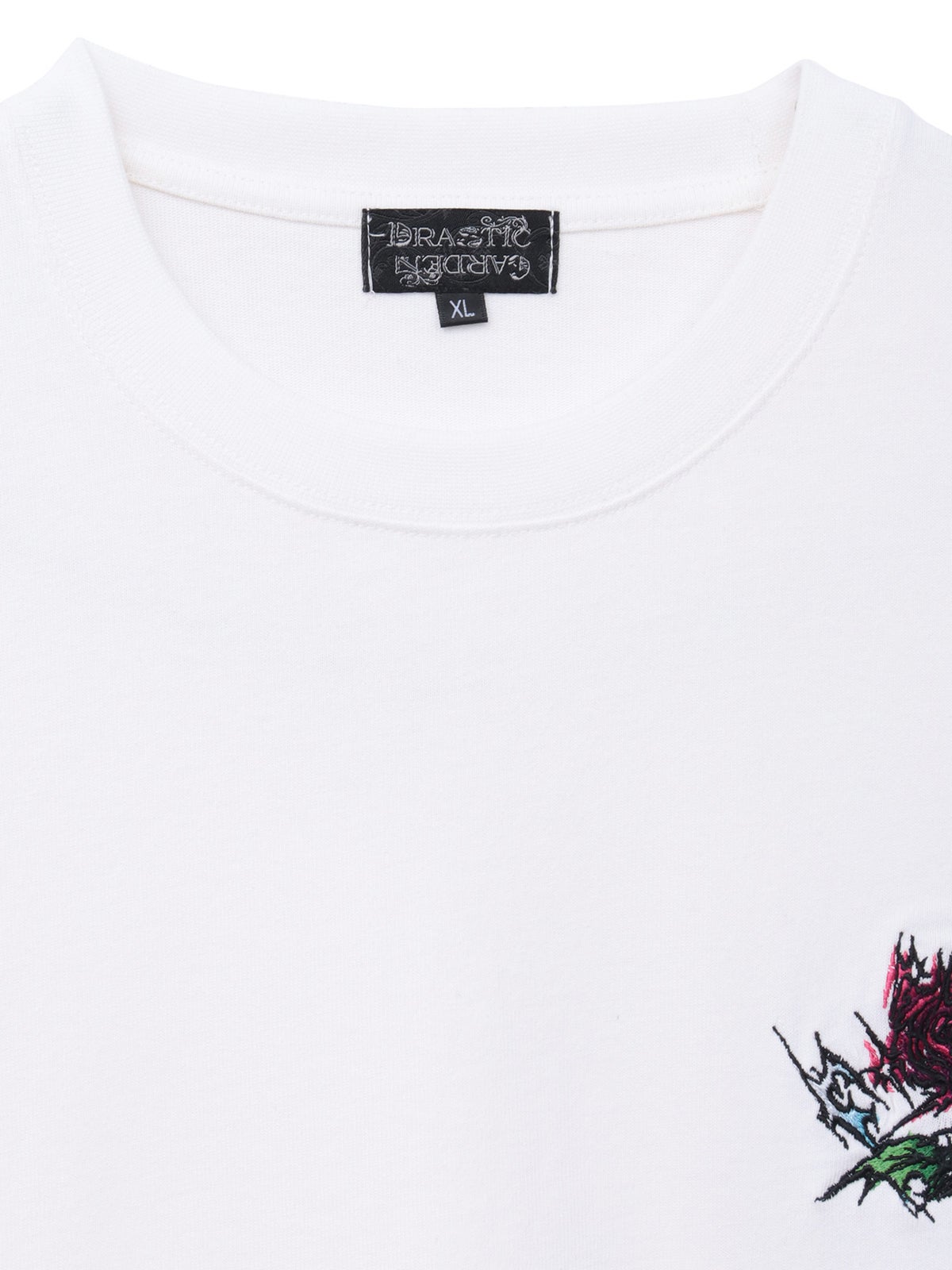 【DRASTIC GARDEN】“稲妻の薔薇”ワンポイント刺繍Tシャツ